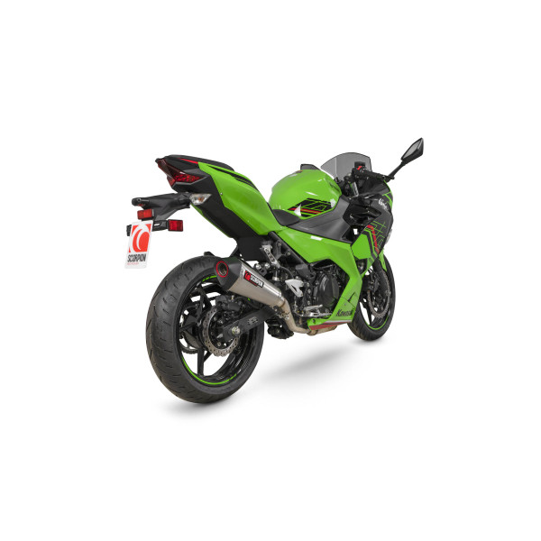 Scorpion Exhaust Kawasaki Ninja 400 2018 - 2023 Serket Taper Slip-on Brushed Stainless Steel Sleeve